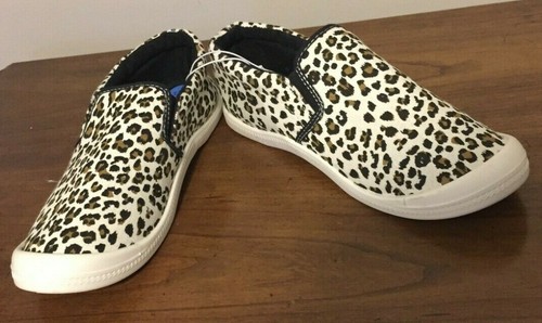 leopard print canvas slip ons