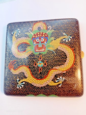 BOITE CIGARETTE EMAUX CLOISONNE CHINE FIN XIX/Antique CHINESE BOX DRAGON ENAMEL