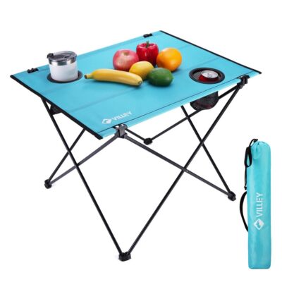 VILLEY Folding Camping Table Lightweight Portable Beach Large Table for Camping