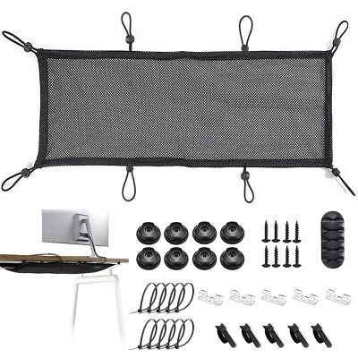 Under Desk Cable Management Net 36pcs Under Table Cord Management Mesh Organizer
