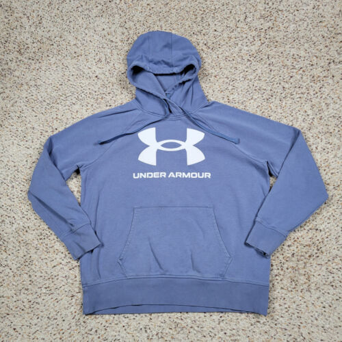 Under Armour Hoodie Womens Large Blue White Sweatshirt Sweater Loose Ladies A7* - Picture 1 of 12