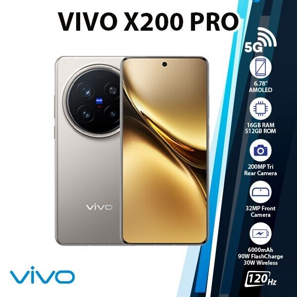 VIVO X200 Pro 5G Android Cell Phone (Grey/16GB+512GB/Dual VIVO X200 Pro 5G Android Cell Phone (Grey/16GB+512GB/Dual