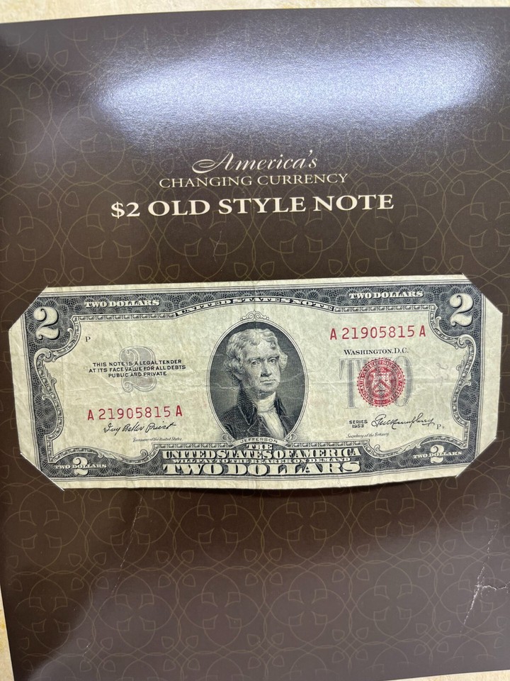 1953 Americas Changing Currency Red $2 Old Style Note w COA | eBay