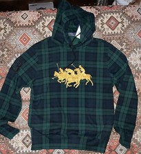 Polo Ralph Lauren Men's Iconic Triple-Pony Tartan Fleece Hoodie - Size M