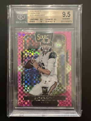 2016 Panini Select Jared Goff Pink Prizm SSP /15 Rookie BGS 9.5 Gem Mint low pop