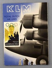KLM ROYAL DUTCH AIRLINES 1936 BERLIN OLYMPICS FOKKER F.XXII CUTAWAY TIMETABLE