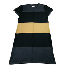 Calvin Klein Women's S/S Crewneck Sweater Dress Gray Black Colorblock | Large