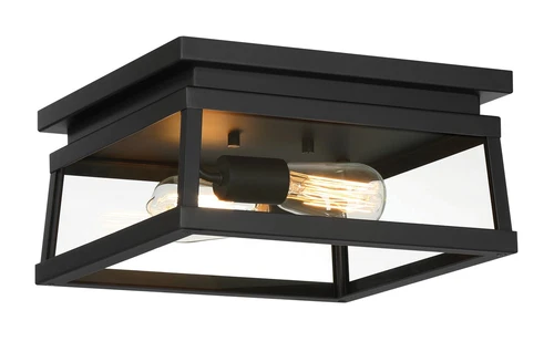Minka Lavery Isla Vista 2 Light Outdoor Flush Mount, Coal - Picture 3 of 6