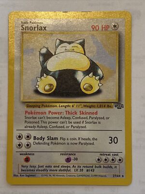 SNORLAX 27/64 Non Holo Rare Base Set JUNGLE Pokemon Card PSA BGS