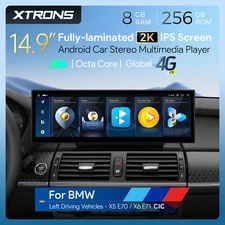 14.9" Car Screen Android 14 4G 8G+256GB Retrofit GPS For BMW X5 E70 X6 E71 CIC