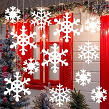 Thyle 15 Pcs Large Christmas Snowflake Ornaments Outdoor 14/10/6 Inch Plastic...