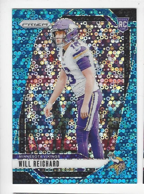 2024 Prizm /99 Will Reichard BLUE NO HUDDLE Rookie card #396 SN #d 37/99 Vikings