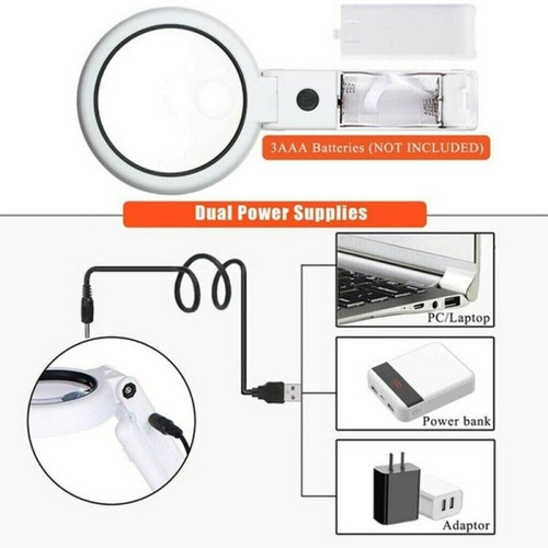 Handlupe 8LED mit Ständer 5x-10x Fach Vergrößerung Arbeitslupe Leselupe Lupe DHL - Bild 4 von 12