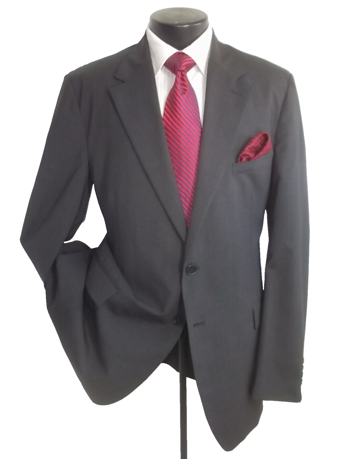 [ Prada Solid Gray 2Button Side Vents Wool Suit J… - image 2
