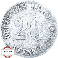 J 5  20 Pfennig KAISERREICH von 1874 D in S  927194