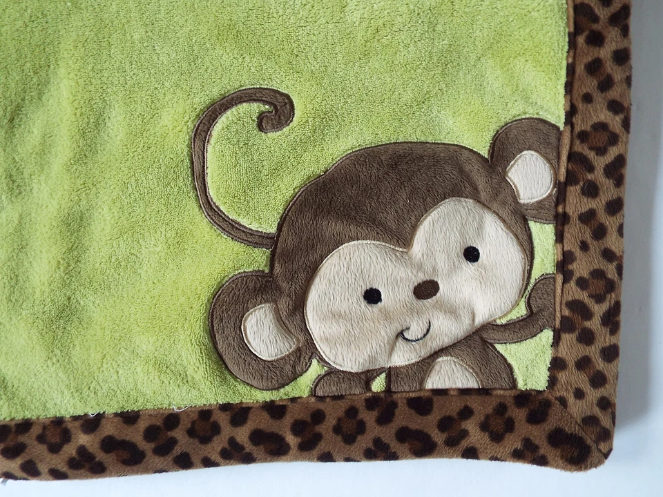 Детское одеяло Nojo с зеленым и коричневым леопардовым принтом в виде обезьяны 30x40"" - Изображение 2 из 4