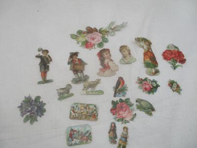 Lot antike Oblaten Glanzbilder Poesiebilder  Mädchen Blumen ua.  (26) ~ 1880/192