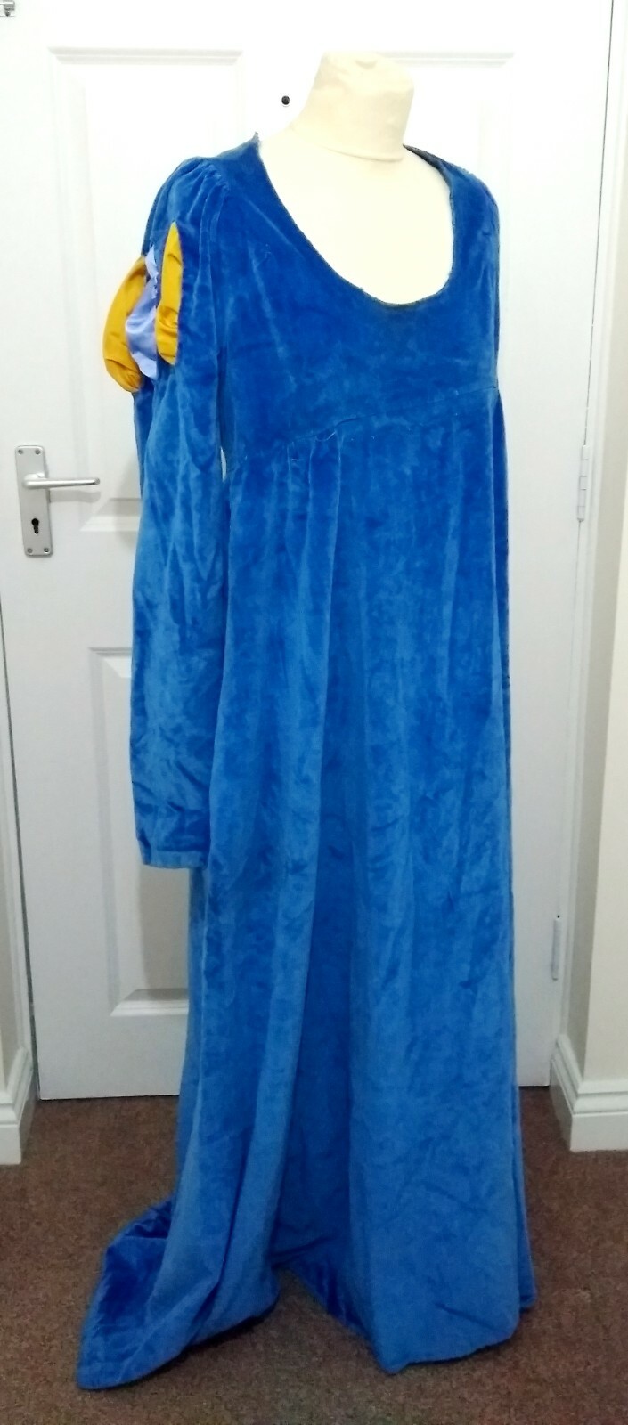 Ladies Blue Velvet Medieval Dress with 