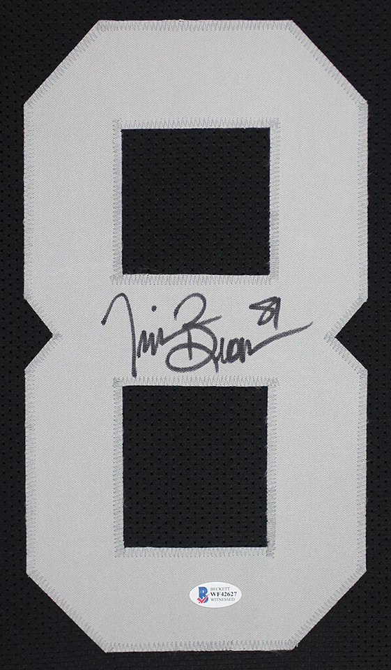 Camiseta Tim Brown Autografiada y Enmarcada Black Raiders Auto Beckett Certificado de Autenticidad Foto 2 de 4