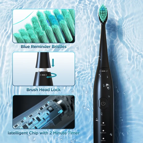 SEJOY Sonic Electric Toothbrush 5 Modes 8 Replacement Brush Heads Rechargeable - Picture 3 of 7