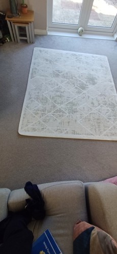 200cm X 160 Living Room Rug Geometric Design Short Pile Bedroom Rug Ivory - Picture 8 of 15