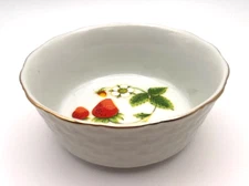 Vintage John Wagner & Sons Porcelain Strawberry Dish Basketweave 3.5"