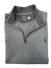 New Polo Ralph Lauren Grey Jersey Quarter Zip Pullover Lightweight Sweater XXL