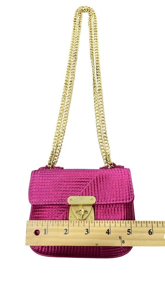 Mini Bandolera Talbots Rosa Magenta Tejida con Correa de Cadena Dorada NUEVO Foto 3 de 4