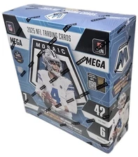 2025 Panini Mosaic Football Factory Sealed 6 Pack Mega Box 42 Cards 13 Parallels