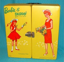 Vtg 1964 Barbie  Skipper Carrying Case Mattel Yellow 12   x13  x6  Opens Handle