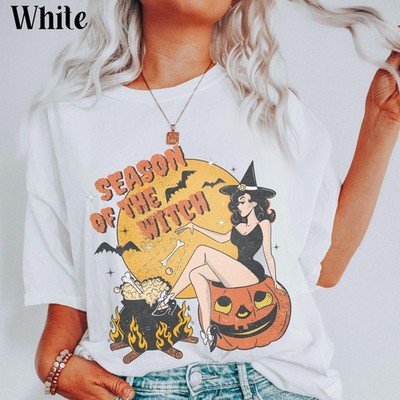 Season of the Witch Shirt Funny Vintage Halloween Tshirt Cute Retro Horror Socia
