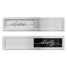 Stainless Steel Clean Dirty Magnet for Dishwasher, Black & White Script Dishwash