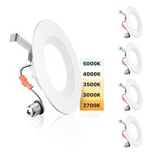 5/6 Inch 5CCT LED Can Lights 4 Pack, Retrofit Led Recessed Lighting, Baffle T...