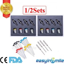 1/2Sets Dental Endodontic Quartz Glass Fiber Resin Post With Drills Screw Thread
