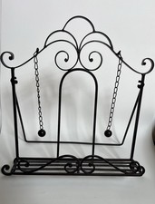 Metal Cookbook Book Holder Kickstand Easel Scrolled Bronze Iron Weighted Chain