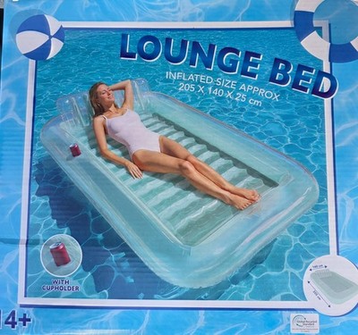 XXL Badeinsel Schwimmliege Lounge Bed Luftmatratze Sommer Wasserliege 205x140cm