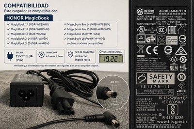 HONOTO 19V 1.3A Laptop Charger for HONOR MagicBook 14 15 Pro 4.0x1.7m