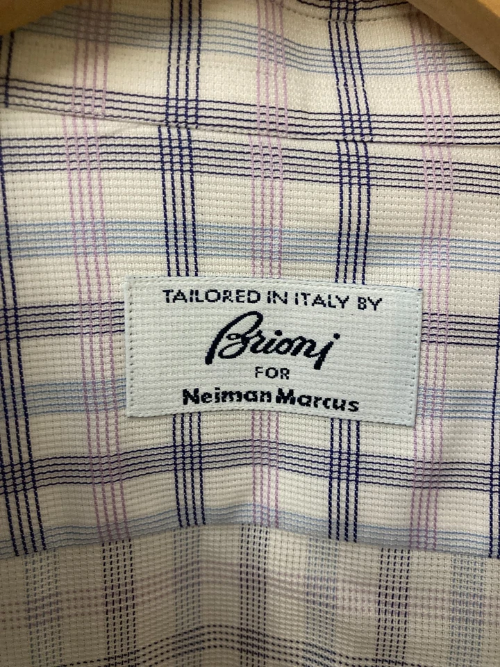 Camisa de vestir BRIONI USADA EN EXCELENTE ESTADO azul/rosa/blanco 17,5/44 Foto 3 de 4