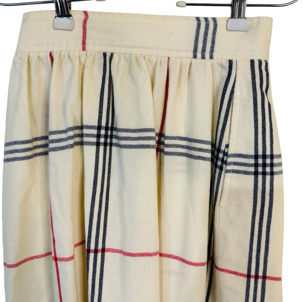 Vtg Evan Picone Skirt Women 4 Yellow Plaid Wool Pleated A-Line Maxi USA - Image 2 of 4