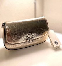Tory Burch Britten Metallic Leather Convertible Crossbody Bag Spark Gold NWT