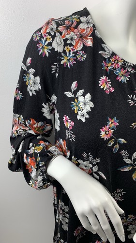 George Black With Flowers Slit Sleeves Top Size 14 - Picture 2 of 9