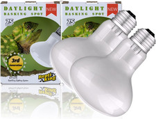 Reptile Heat Bulb Lamp, 2-Pack 75W Daylight Basking Spot, Bearded Dragon/Turtle/