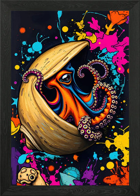Oktopus in Muschel gerahmtes Wandbild Poster Leinwanddruck Bild