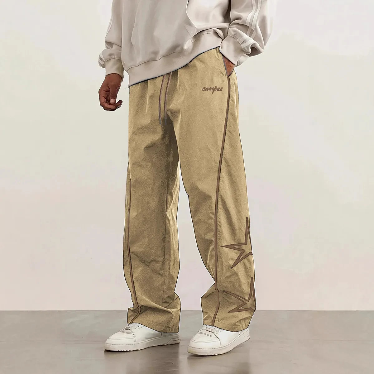 Y2K Streetwear Track Pants Washed Joggers W/Reflective Stripes and