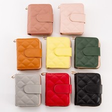 RFID Blocking Wallet Women Compact Card Holder Zip ID Coin Purse Quilted Small