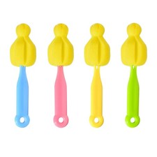 Bottle Nipple Brush 4 Pieces Nipple Sponge Brush Long Handle Bottle