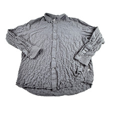 Billy Reid Button Shirt Mens XL Standard Gray Crinkle Textured Elevated USA Made
