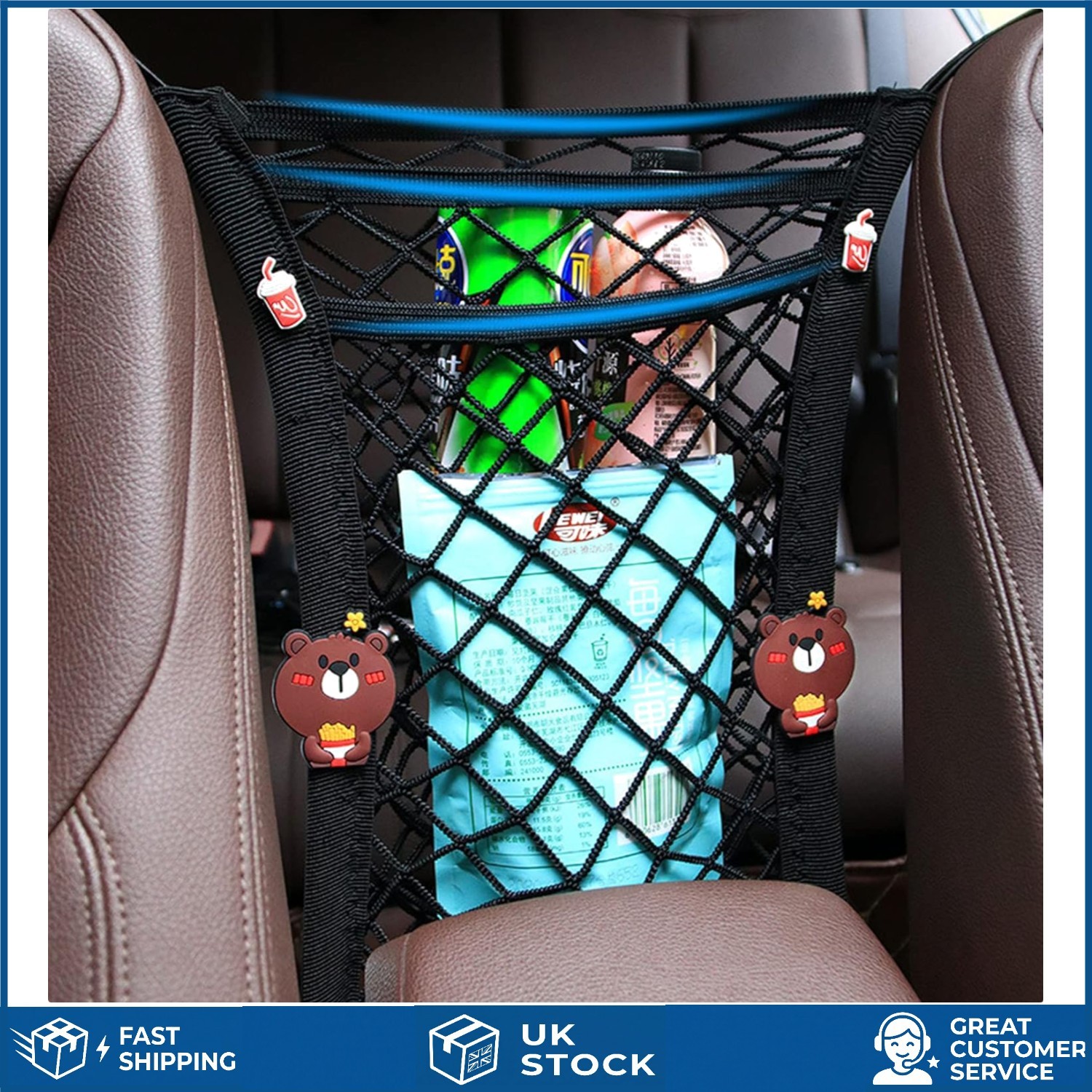 Flexible 3-Layer Car Mesh Organizer Seat Barrier Storage Net 30x25cm