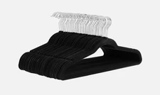 Velvet Non-Slip Clothes Hangers, Slim Design, Pack of 50, Black