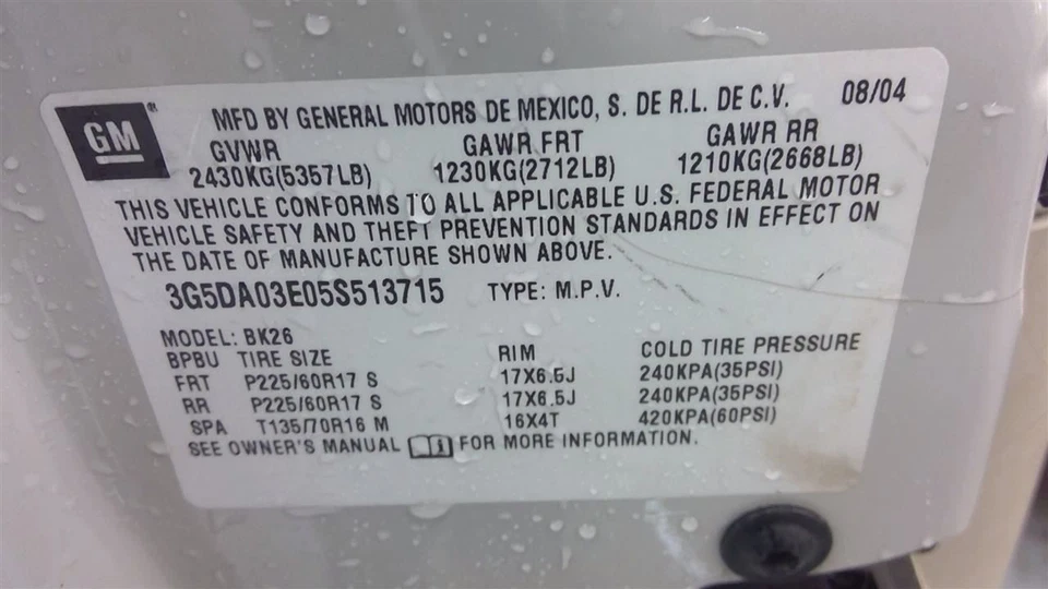 Filtro de aire 3,6 L compatible con 04-06 RENDEZVOUS 1706430 Foto 4 de 4
